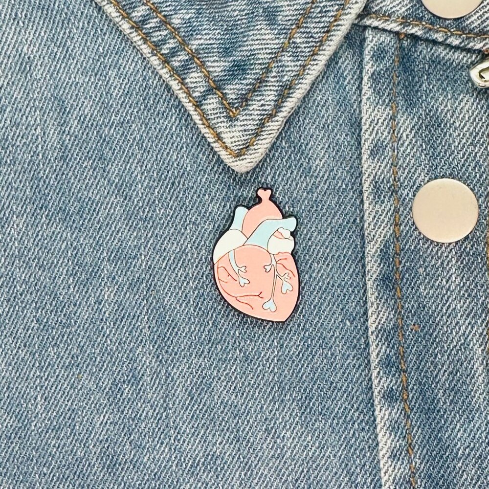 ⭐Anatomical Human Heart Shape Enamel Pin Brooch  Pink Blue Trans Heart Pride New